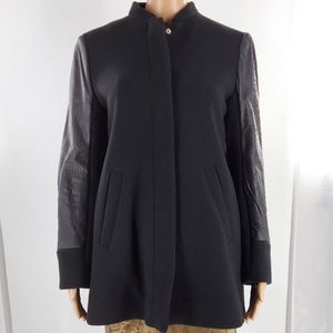 Maje Virgin Wool, Cashmere & Leather Coat M